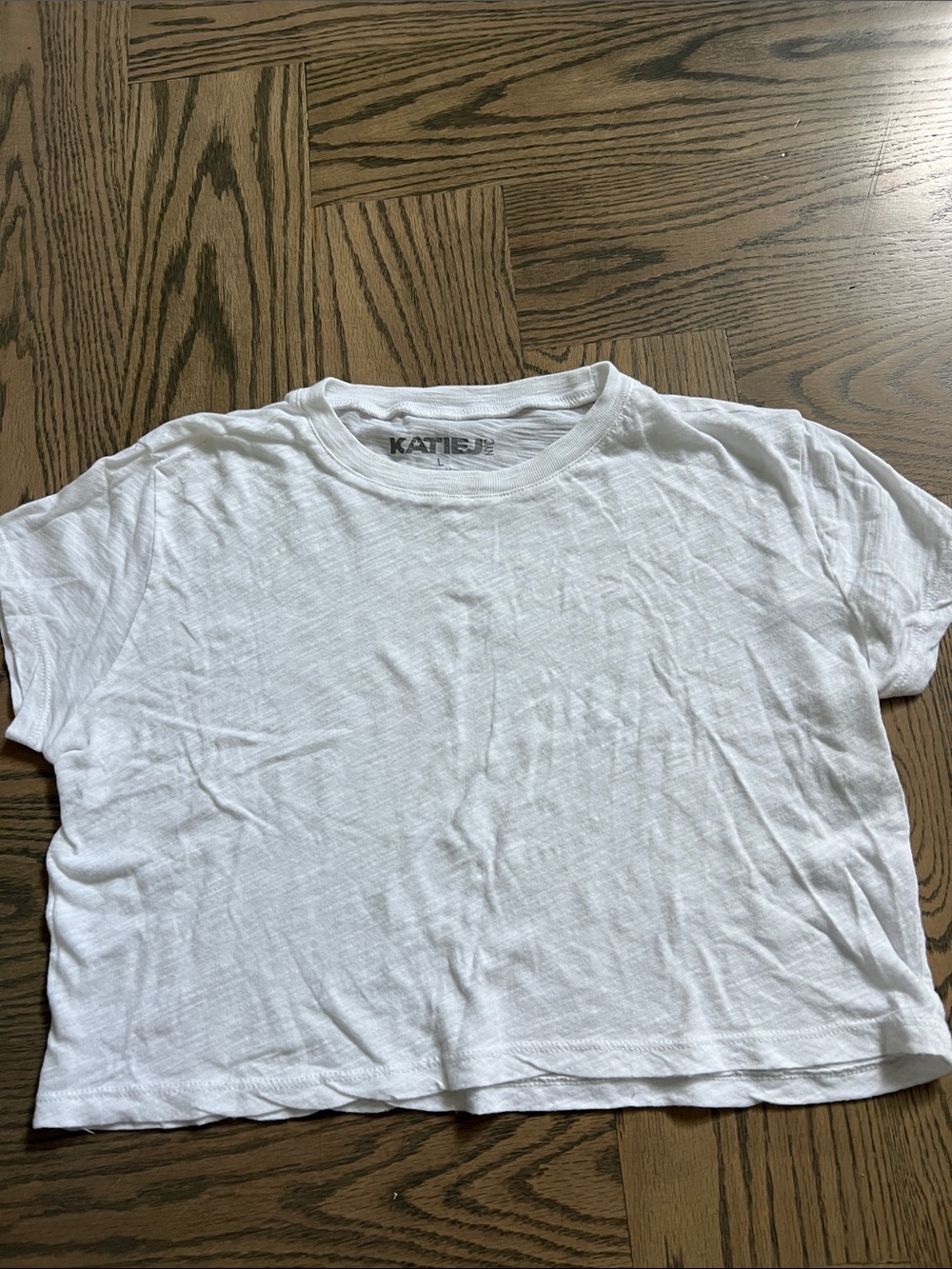 Katie J NYC Junior White Short-Sleeve Crew Tee